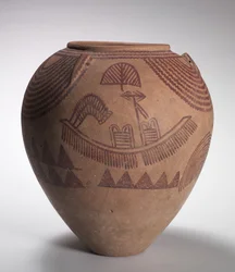 Vaso decorato con scene di barche, periodo predinastico medio, periodi Naqada IIc-d, circa 3300-3100 a.C.