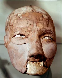 Arte neolitica: cranio umano risalente all