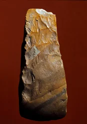 Preistoria: utensile tipo chopper di manifattura litica di Kjokkenmoddinger, Danimarca. Paleolitico. Verona, Museo Civico di Storia Naturale