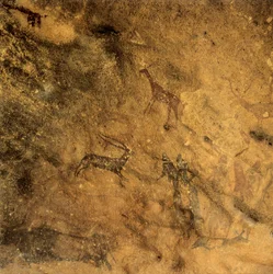Danza fallica preistorica, Spagna, Catalogna, Lleida, El Cogul, Grotte des Maures (dipinto)