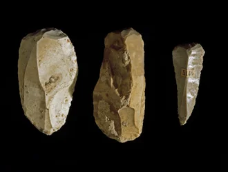 Preistoria: vari utensili in selce. Epoca mesolitica. Da Umbria