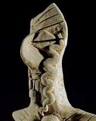 Preistoria: testa di donna. Statuetta in argilla dal Turkmenistan centrale (regione di Gonur Tepe). 3000-2500 a.C., età del bronzo