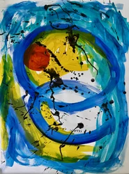 Astratto dinamico blu e giallo