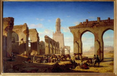 Rovine della Moschea del Califfa Al Hakim al Cairo, dipinto di Prosper Marilhat, XIX secolo