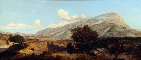 Veduta del monte sacro Paesaggio di macchia nel sud. Dipinto di Prosper Joseph Gresy (1804-1874) XIX secolo Aix en Provence, Musee Granet