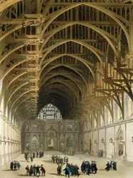 Westminster Hall, inciso da J. Bluck (fl.1791-1831) pub. da R. Ackermann, 1809