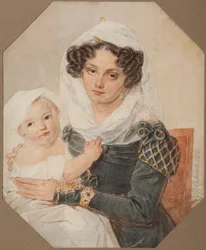 Ritratto della contessa Maria Nikolayevna Volkonskaya con il figlio Nikolay