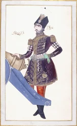 Ritratto di Nasir al-Din Shah, mano appoggiata su un cannone, c. 1853-4