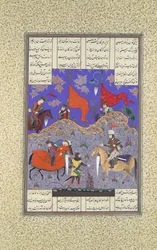 Rustam uccide Isfandiyar, Folio 466r dal Shahnama Libro dei Re