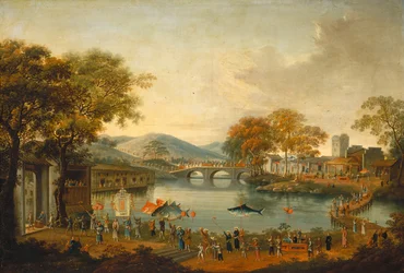 Processione vicino a un lago