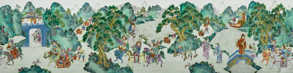 Dettaglio di uno di un paio di vasi Imperiali Famiglia Rosa