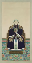 Ritratto di Lady Hejia, moglie secondaria del principe Zaizhi (1839-1880) (inchiostro e colore su carta)