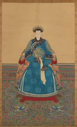 Ritratto di dama imperiale, forse la nobile consorte imperiale Quehui (inchiostro e colori su seta)