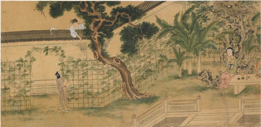 Scena dalla commedia Romance of the West Chamber, di Wang Shifu, XVI secolo