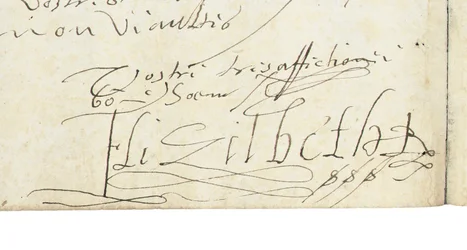 Firma su una lettera di Elisabetta I d