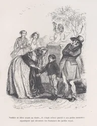 Si alzò come quei piccoli mostri marini che decorano le fontane, da Le Piccole Miserie..., 1843