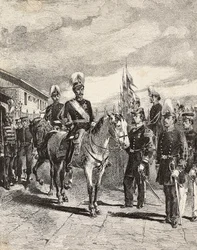 Esercito giapponese: soldati di fanteria, capi di stato maggiore, generale di divisione, cavalleria, vice ammiraglio, capitano di fanteria, artigliere, Giappone