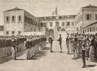 Il principe Vittorio Emanuele (1870-1946), conte di Torino, conferisce lauree ai cadetti dell