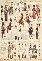 Uniformi dei Cacciatori a cavallo del Regno di Francia, di Quinto Cenni, tavola a colori
