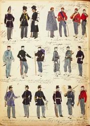 Varie uniformi italiane in uso comune tra il 1859 e il 1866