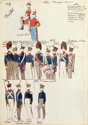 Varie uniformi, circa 1834-1841