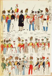 Varie uniformi, datate dal 1826 al 1829