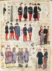 Vari uniformi dello Stato Pontificio dal 1865. Tavola a colori di Cenni Quinto