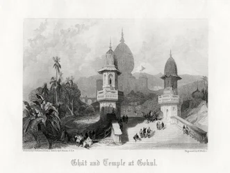 Ghat e Tempio a Gokul, India, c1838