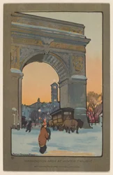 Arco di Washington al Crepuscolo Invernale