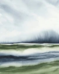 Paesaggio verde nebbioso