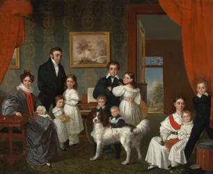 Ritratto della famiglia Baud nella loro casa di campagna a Voorburg