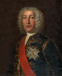 Spagnolo: Juan José Navarro de Viana y Búfalo (1687-1772) Marchese della Vittoria, capitano generale della Real Armada Ritratto dell