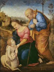 La Sacra Famiglia con un agnello
