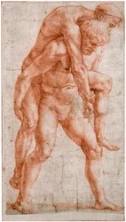 Giovane uomo che porta un vecchio sulle spalle Enea e Anchise, ca 1514