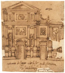 Progetto per la facciata di San Lorenzo, Firenze (penna e inchiostro bruno, su carta da lucido)