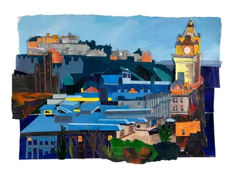 Edimburgo, 2021 (acrilico e collage su carta)