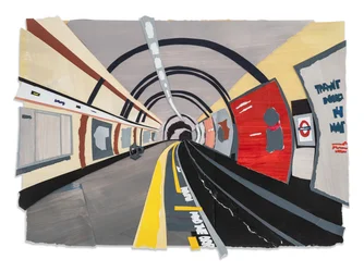 Mind the Gap, 2023 (acrilico e collage su carta)