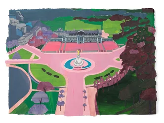 The Mall, 2020 (acrilico e collage su carta)