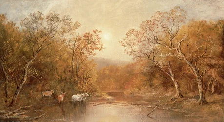 Paesaggio con mucche (olio su tela)
