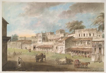 Vista di un lato della strada principale nella città indiana di Patna