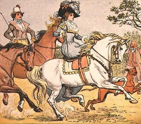 Una bella dama su un cavallo bianco da Ride a Cock Horse to Banbury Cross