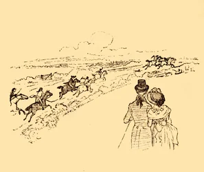 Spettatori guardano mentre John Gilpin viene inseguito attraverso la campagna