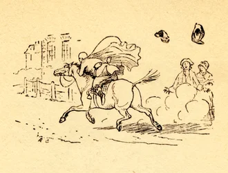 Il cavallo di John Gilpin scappa, e il suo cappello e la sua parrucca volano via