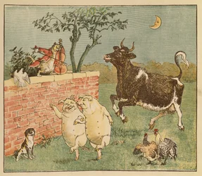 Il Gatto e il Violino e la Mucca - Illustrazioni da Hey Diddle Diddle