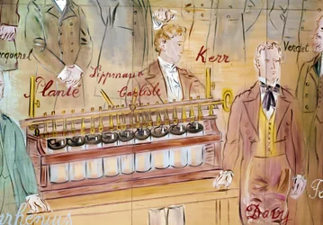 La Fee Electricite, particolare: Ritratti di Anthony Carlisle, chirurgo inglese e Humphry Davy, chimico inglese. 1937 (dipinto)