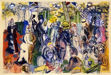 Le Moulin de la Galette (acquerello, penna e inchiostro)