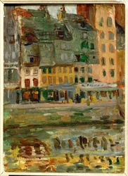 Le Bassin du Roy a Le Havre (olio su tavola)