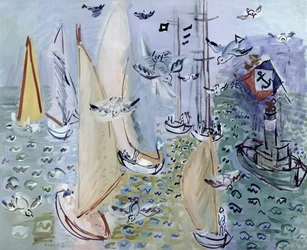 Regate con i gabbiani, 1930 circa (olio su tela)