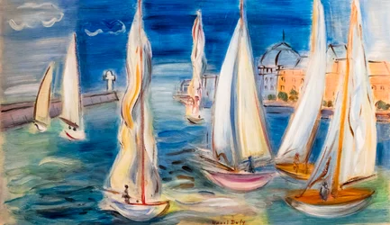Regata a Deauville, 1946 circa (olio su tavola)