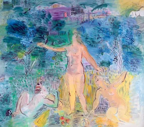 Il corso della Senna: Da Rouen a Le Havre, pannello sinistro di un trittico (olio su tela)